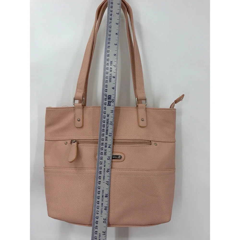 Stone Mountain USA Pink Pebbled Bonded Leather Tote Bag 9AF995-2
